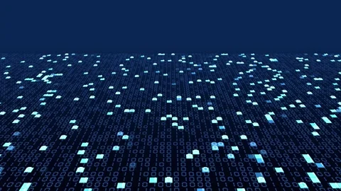 Blue binary digital matrix technology background Stock Footage 336967485