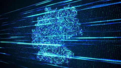 Blue Binary Digital Mosaic Grid Map Of Germany Perspective Light Streaks Video stock 238924812