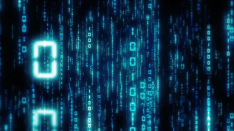 Blue binary matrix background. Computer technology digital numbers flow Stock Footage 278466462