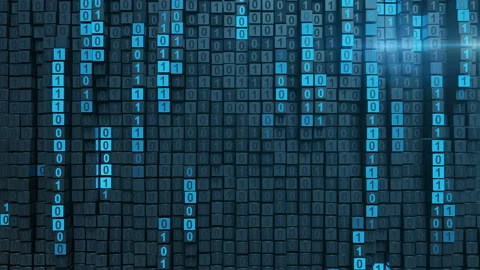 Blue binary programming code seamless loop 3D render animation Stock Footage 103502615
