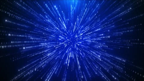Blue binary speed tunnel background with glowing numbers, fast perspective Stock Footage 333861734