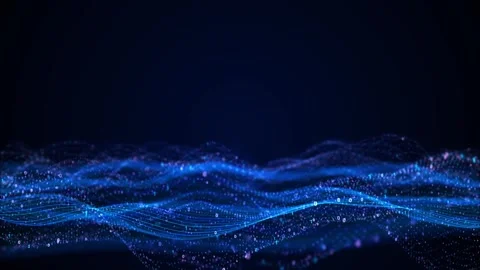 Blue binary wave data background glowing mesh lines, floating code digits, purpl Stock Footage 340469075