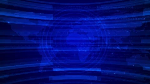 Blue binary world map digital globe, code rows, glowing panels, and dark tech Stock Footage 333860830