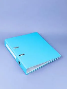 Blue Binder File Folder, close up. brand identity design set mockup: folder,  Stock Photos