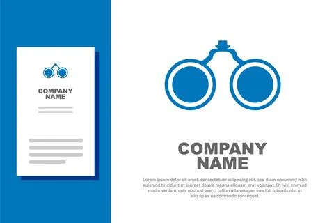 Blue Binoculars icon isolated on white background. Find software sign. Spy Stock-Illustration
