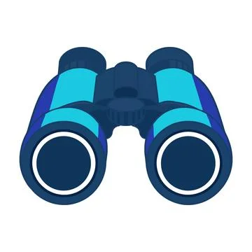 Blue binoculars with teal accents vector icon Stock Illustration