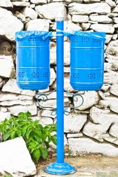 Blue bins 스톡 사진
