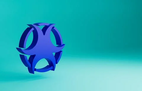 Blue Biohazard symbol icon isolated on blue background. Minimalism concept. 3D Illustrazione stock