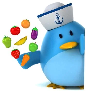 Blue bird - 3D Illustration Stock Illustration