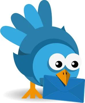 Blue bird with a blue envelope Stock Illustration