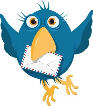 Blue bird with an envelope Stock Illustration