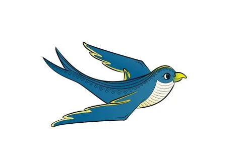 Blue bird fly. Stock Illustration