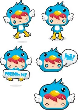 Blue Bird Girl Stock Illustration
