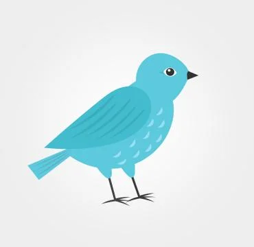 Blue bird icon, flat design vector illustation. Stock Illustration