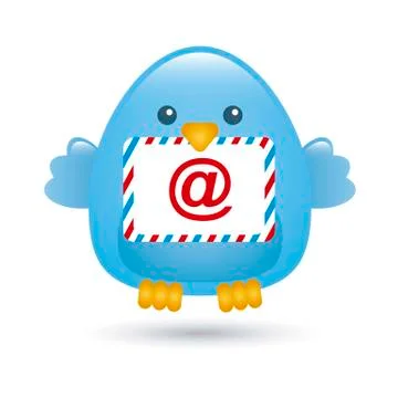 Blue bird with message envelope. vector illustration Stock Illustration