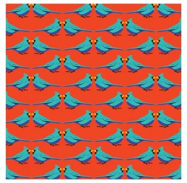 Blue bird with orange background pattern Stock Illustration