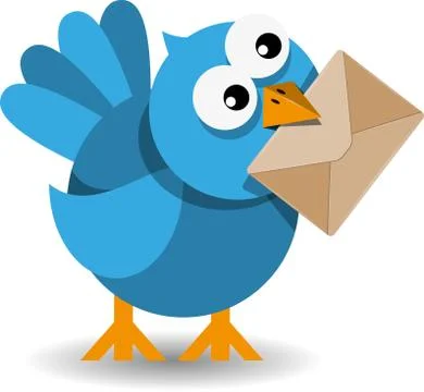 Blue bird with a paper envelope Stock Illustration