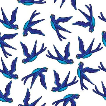Blue bird pattern Stock Illustration