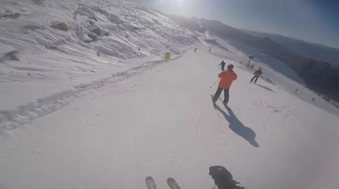 Blue Bird Skiing at Treble Cone in NZ Stockbeeldmateriaal 67410459