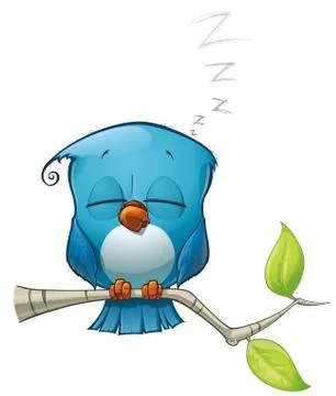 Blue Bird Sleeping Stock Illustration