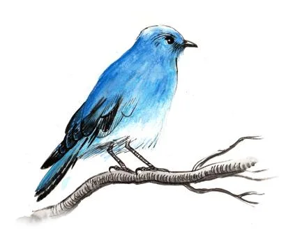 Blue bird on a tree Stock Illustration