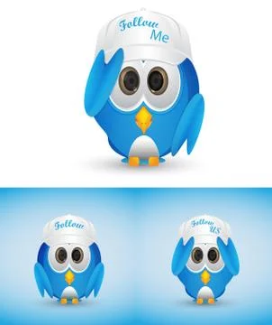 Blue bird wearing a hat Stock Illustration
