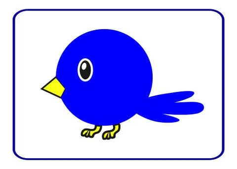 Blue bird with a yellow beak Illustrazione stock
