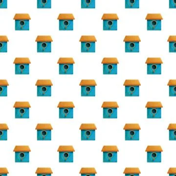 Blue birdhouse pattern providing home and protection Stock Illustration