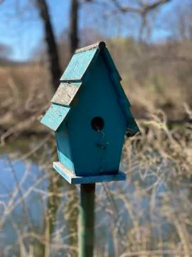 Blue Birdhouse Stock Photos