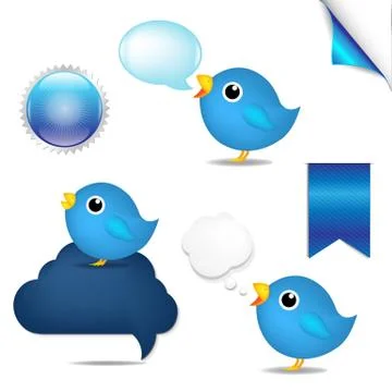 Blue birds set Illustrazione stock