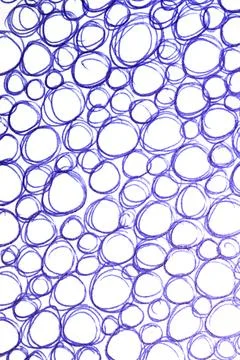 Blue biro pen scribble doodles round circles background Foto stock