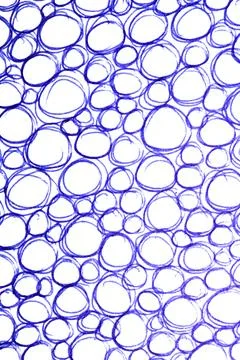 Blue biro pen scribble doodles round circles background Foto stock