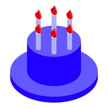 Blue birthday cake with five burning candles celebrating a special occasion Stock Illustration