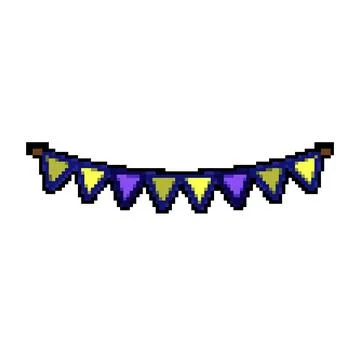 Blue birthday flags pixel art vector illustration Stock Illustration