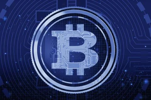 Blue bitcoin background Ilustração Stock