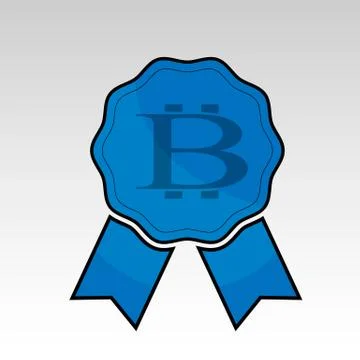 Blue bitcoin ribbon Stock Illustration