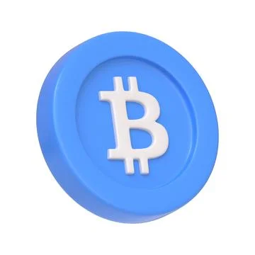 Blue bitcoin token isolated on white background Stock Illustration