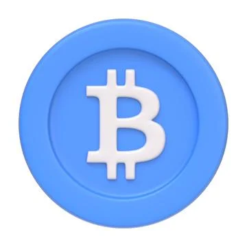 Blue bitcoin token isolated on white background Stock Illustration