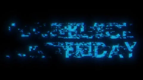 Blue Black Friday LED text with glitches and distortions. Stock Footage 256015753