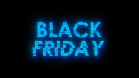 Blue Black Friday LED text with glitches Stock Illustration