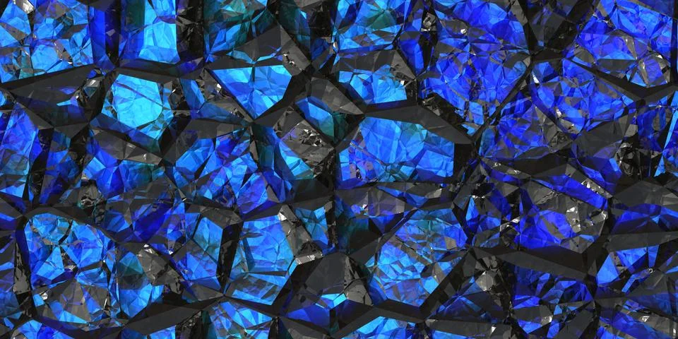 Blue black gemstone seamless pattern. Shiny colors rock stone texture. Crysta Stock Photos