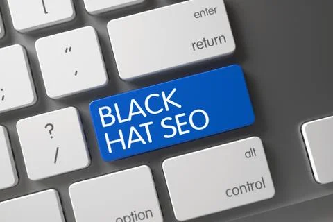 Blue Black Hat Seo Button on Keyboard Stock Illustration