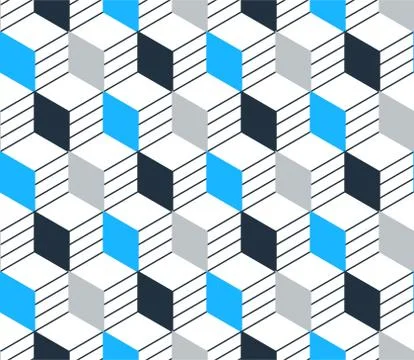 Blue, black line pattern on white, seamless backdrop, minimalistic design Illustrazione stock