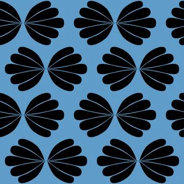 Blue black seamless pattern marine background with shell for product design a Stock Illustration