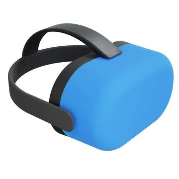 Blue Black VR Headset. Isolated On White Background. 3D Render. Stock Illustration