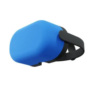 Blue Black VR Headset. Isolated On White Background. 3D Render. Stock Illustration