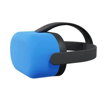 Blue Black VR Headset. Isolated On White Background. 3D Render. Stock Illustration
