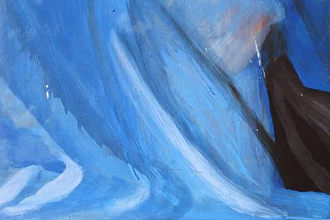 Blue black white texture abstract oil painting on canvas copy space background Stock Illustration