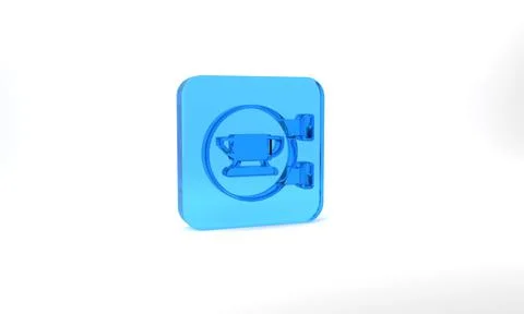 Blue Blacksmith anvil tool icon isolated on grey background. Metal forging Illustrazione stock