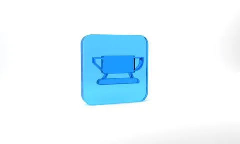 Blue Blacksmith anvil tool icon isolated on grey background. Metal forging Stock Illustration